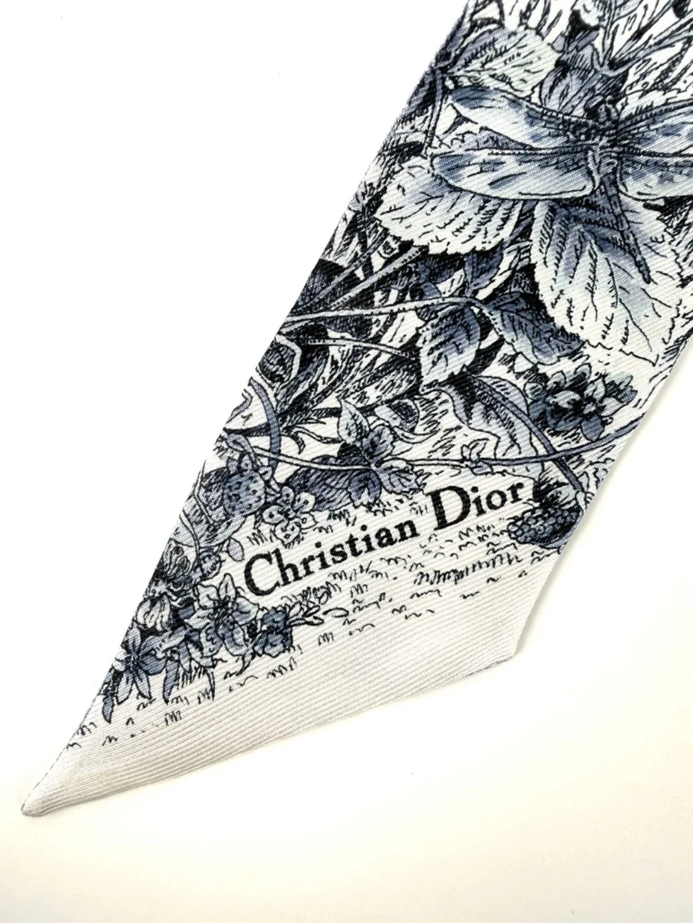 Christian Dior Dioriviera Tiole de Jouy Mitzah Blue Silk Floral Bandeau Scarf